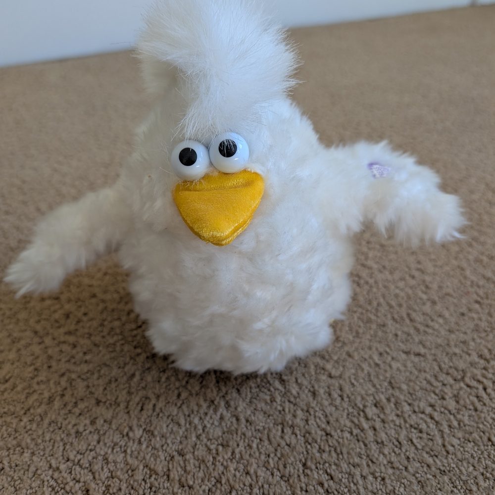 Plush White Bird Toy with Yellow Beak